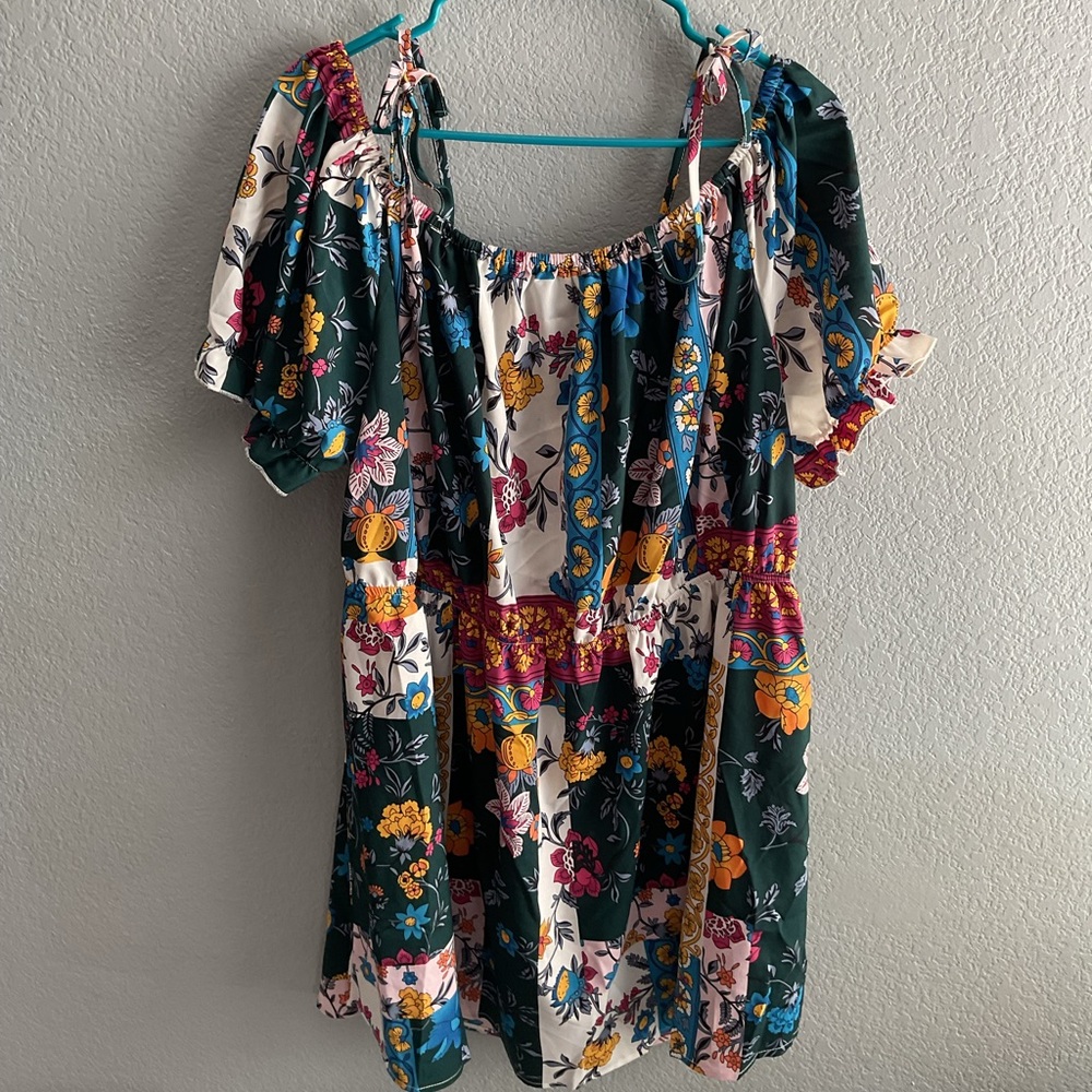 SHEIN Floral Patchwork Mini Dress - Multicolor